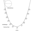 Detail of stainless steel necklace showing 4mm flower charms and 40+5cm chain size - Silver Hollow Flower (NE247001S) / Silver