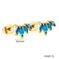 Orecchini a perno in oro con strass marquise blu e trasparenti, misura 12x7mm - Stile Zirconia Blu Sfumato (EA5A100DG)