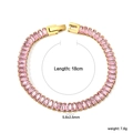 18k vergoldetes Tennisarmband mit rosa Zirkonia-Rechtecken, Länge 18cm, Gewicht 7,6g - Gold-Rosa Zirkonia (BR27060FG)