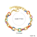 Detailansicht der 18k vergoldeten Edelstahlkette mit bunten Emaille-Gliedern und Maßen - Bunte Emaille Ovale Kette (BR27990MG)