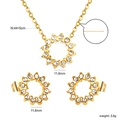 Set di gioielli dorati con collana e orecchini a motivo solare e zirconi incastonati - Stile Oro (SE26030AG)