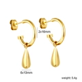 Boucles d'oreilles créoles gouttes en acier inoxydable plaqué or 18k de 2x16mm - Créoles Dorées avec Pendentif Goutte (EA5A3001G)