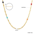 Golden stainless steel beaded necklace with colorful 3x2mm oval beads and 40+5cm length - Multi-Color Enamel Style (NE2D760MG)