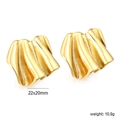 Detailed view of gold wavy earrings showing size dimensions 22x20mm and 10.9g weight - Wave Pleated Style (EA5A3201G)
