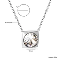 Square birthstone necklace with 43+5cm silver chain and clear round zircon pendant - Silver Transparent (NE2D040AS)
