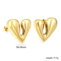 Detailed view of chunky 18K gold plated stainless steel heart studs with size 19x18mm - 3D Thick Heart Style (EA5A7801G)