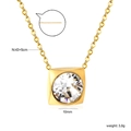 Golden square pendant necklace with clear round zircon, size 10mm and length 43+5cm - Gold Transparent (NE2D040AG)