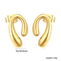 Polished gold irregular teardrop stud earrings in minimalist stainless steel, 10x16.5mm - Minimalist Teardrop Style (EA5A6701G)