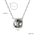 Silver square birthstone necklace with grey zircon pendant and 43+5cm adjustable chain - Silver Gray (NE2D040BS)