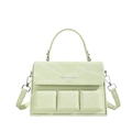 Minimalist light green textured crossbody box bag with handle and silver hardware - Green