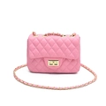 Pink quilted crossbody bag with gold chain strap and turn-lock closure in mini size - Pink