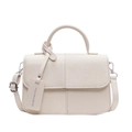 Bolso bandolera minimalista blanco crema con diseño de patchwork en cuero PU y lona - Blanco Roto