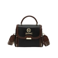 Sac bandoulière chic bicolore noir et marron en cuir texturé avec bandoulière - Noir
