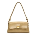 Minimalist khaki baguette underarm bag with golden metallic clasp and smooth finish - Khaki