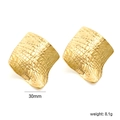 Detail of 30mm 18K gold plated square earrings with unique crocodile skin texture - Square Textured Style (EA5A7701G)