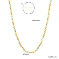 Detail of gold cross chain necklace with blue beads and 42+5cm length specs - Turquoise Enamel Style (NE2D780JG)