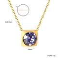 Gold birthstone necklace featuring a purple square zircon pendant on a classic O-chain - Gold Light Purple (NE2D040MG)
