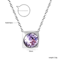 Silver square pendant necklace with a purple zircon stone and adjustable chain - Silver Purple (NE2D040JS)