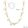 Elegante barokke zoetwaterparelketting met gouden roestvrijstalen kralen en verlengketting - Natuurlijke barok zoetwaterparel en metalen kralen combinatie ketting (NE2E300AG) / Goud