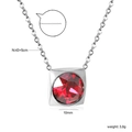 Square silver pendant with round red birthstone zircon on 43cm O-link chain - Silver Red (NE2D040ES)