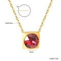 Gold square necklace with red December birthstone pendant and zircon inlay - Gold Red (NE2D040EG)