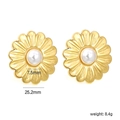 Vintage bloemenoorbellen met 7,5mm parel, 18K verguld, geometrisch ontwerp - Meerlagige Radiale Bloemblaadje Parel Stijl (EA5A420AG) / Goud