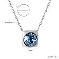 Silver chain necklace featuring square blue crystal pendant with 43+5cm length - Silver Blue (NE2D040IS)