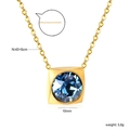 Gold square pendant necklace with blue faceted zircon, 43cm chain and 10mm stone detail - Gold Blue (NE2D040IG)