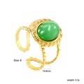 Bague vintage dorée taille 8 avec pierre ovale verte et anneau texturé de 3,7g - Or Vintage Ovale Pierre Verte (RI1506J8G)