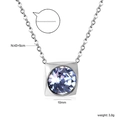 Square pendant necklace with lavender opal stone and stainless steel chain link - Silver Light Blue (NE2D040HS)
