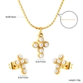 French vintage gold cross jewelry set with micro-pave cubic zirconia and white pearls - Gold Pearl Cross Set (SE26060AG)