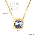 Gold square pendant necklace with a round blue gemstone and detailed measurements - Gold Light Blue (NE2D040HG)
