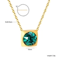 Gold stainless steel necklace with square green opal pendant, 43cm plus 5cm chain - Gold Green (NE2D040NG)