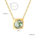 Golden square pendant necklace with a round light green faceted zircon stone - Gold Light Green (NE2D040OG)