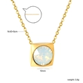 Gold stainless steel necklace with square opal pendant and detailed size specifications - Gold Opal (NE2D041AG)