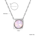 Square pink opal stone pendant necklace with silver chain and adjustable clasp - Silver Opal Pink (NE2D041FS)
