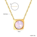 Square gold necklace featuring a faceted purple cubic zirconia stone with 43cm chain - Gold Opal Pink (NE2D041FG)
