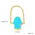 Hamsa-Hand-Ring aus Goldkette mit blauer Emaille, Details zu Größe und Gewicht inkl. - US 6 / Cyan Hamsa Hand (RI1566K6-9G)