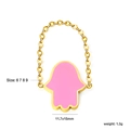 Goldkettenring mit rosa Emaille Hamsa Hand Anhänger in den Größen 6 7 8 9 - US 6 / Rosa Hamsa Hand (RI1566F6-9G)