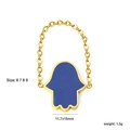 Golden soft chain ring featuring a blue Hamsa hand charm with detailed enamel finish - Blue Hamsa Hand (RI1566H6-9G)