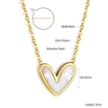 Vista dettagliata del ciondolo a cuore 16x13mm con catena in acciaio inossidabile placcato oro - Stile Cuore in Conchiglia d'Oro (NE2B080AG)