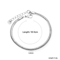 Dettagli del bracciale a catena serpente in acciaio inossidabile con dimensioni - Catena Serpente Argento (BC308518S) / Larghezza 3.2mm