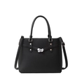 Elegante schwarze Handtasche aus Leder mit Silberverschluss und verstellbarem Gurt - Schwarz