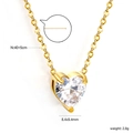 Collier cœur vintage en zircon doré avec chaîne 40+5cm et poids de 2,8g - Style Cœur Blanc (NE2E040AG)
