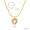 Dettaglio del ciondolo a cuore dorato con zircone e misure della catena di estensione - Stile Zirconia Cuore (NE2E310MG)