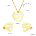 18K gold stainless steel heart jewelry set with white mother of pearl necklace and earrings - Gold Color (SE26140AG)