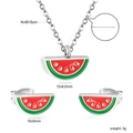 Watermelon slice jewelry set with stainless steel necklace and stud earrings for women - Silver Style (SE25950ES)