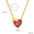 Élégant collier en chaîne dorée avec un petit pendentif zircon en forme de cœur rouge - Style Cœur Rouge (NE2E040EG)