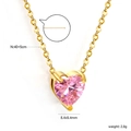 Collier élégant doré avec pendentif cœur en zircon rose et détails des dimensions - Style Cœur Rose (NE2E040FG)