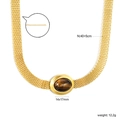Detail der 18K Gold Mesh-Halskette mit Tigerauge-Stein und Größenmessetiketten - Braunes Tigerauge-Halskette (NE2E100GG)